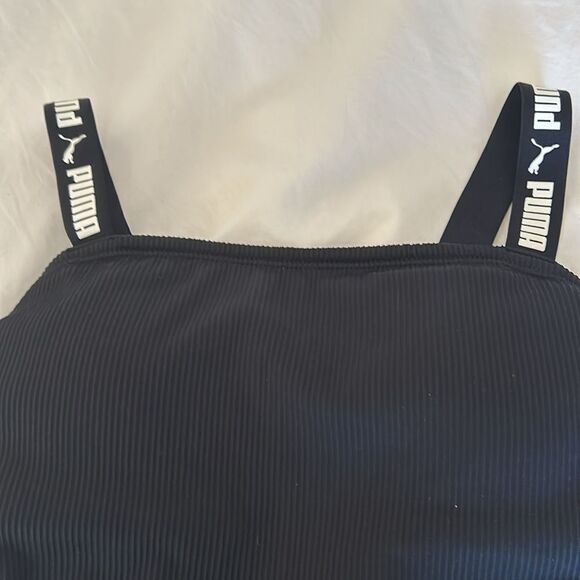 Puma ribbed Black One Piece Swimsuit logo straps, Size Medium, NWT - Picture 3 of 9
